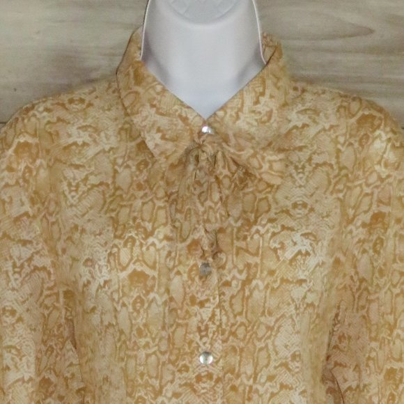 Donizetti* Women's Long Sleeve Button Down Curved Hem Snake Print Blouse~Size 14 - Picture 3 of 9